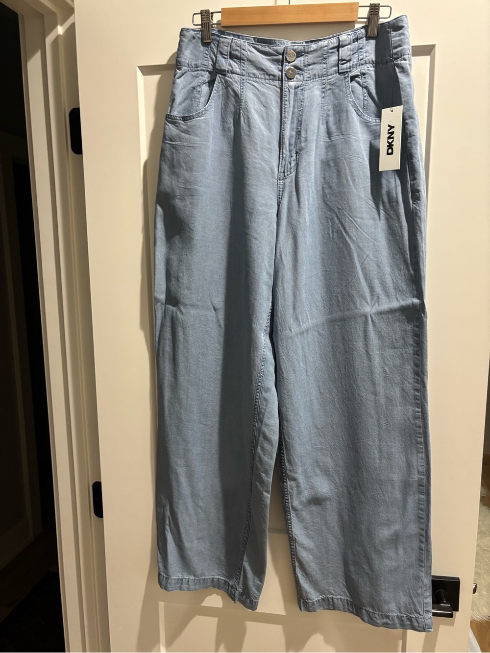 DKNY Light Blue Wide-Leg Chino-Style Pants